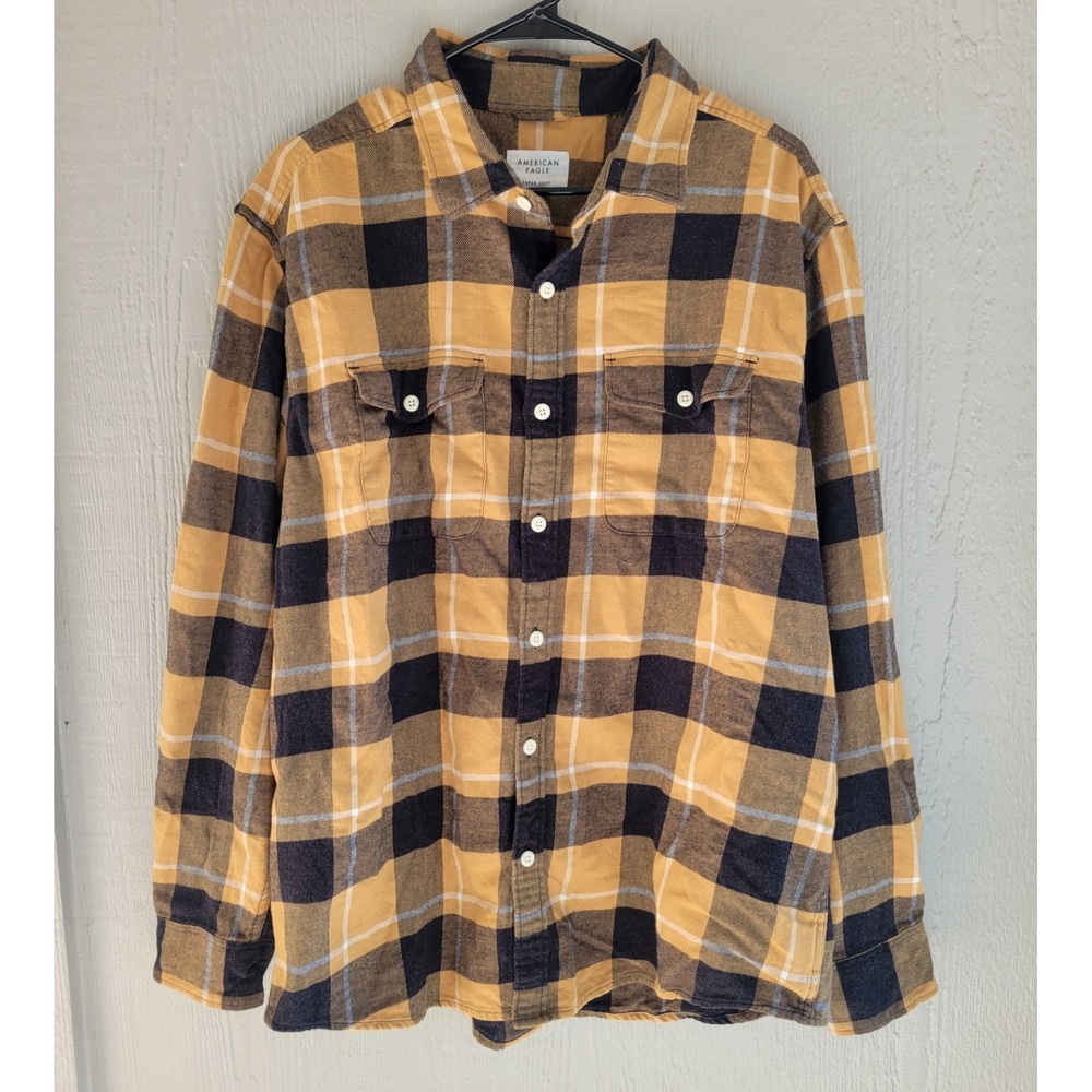 American Eagle Outfitters Classic Plaid Pattern Mustard Yellow and Black XL